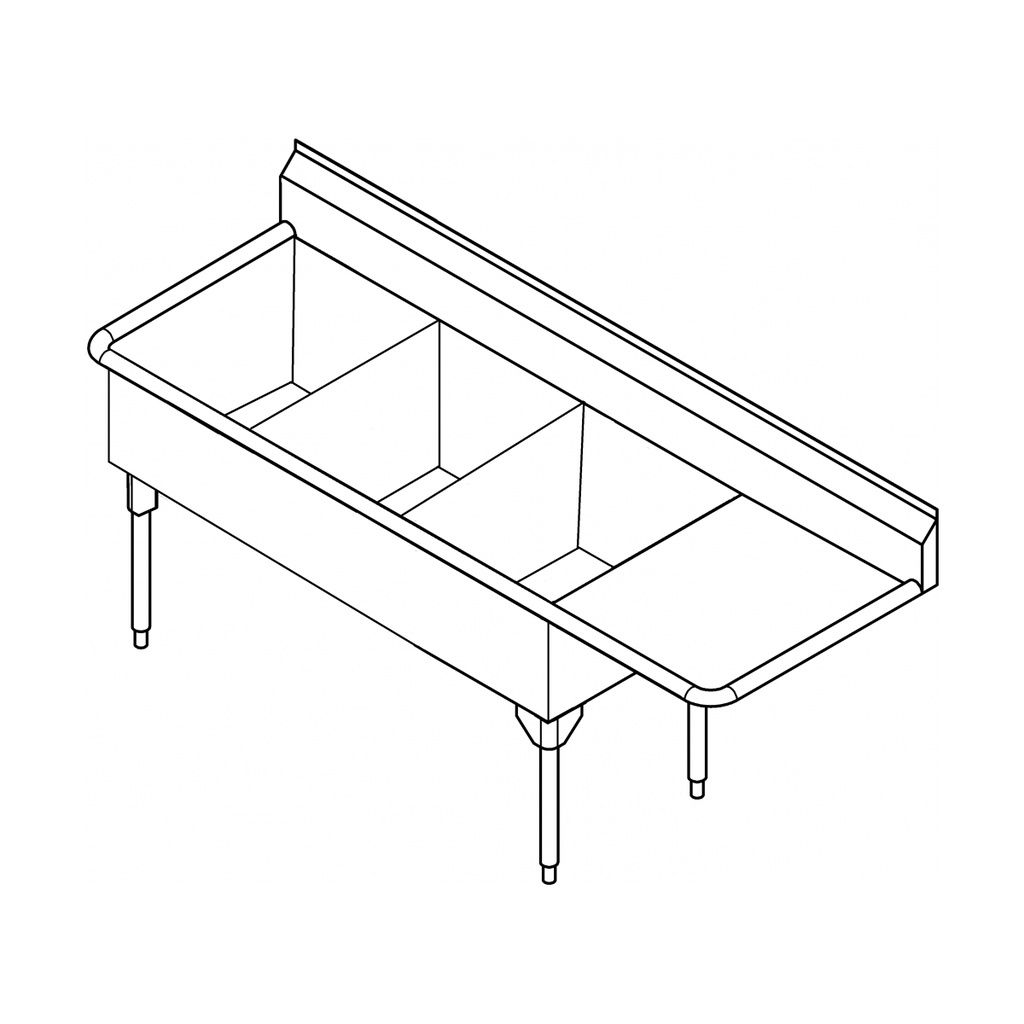 Franke STL2454L-1-2 Service Series 14 Gauge Triple Compartment