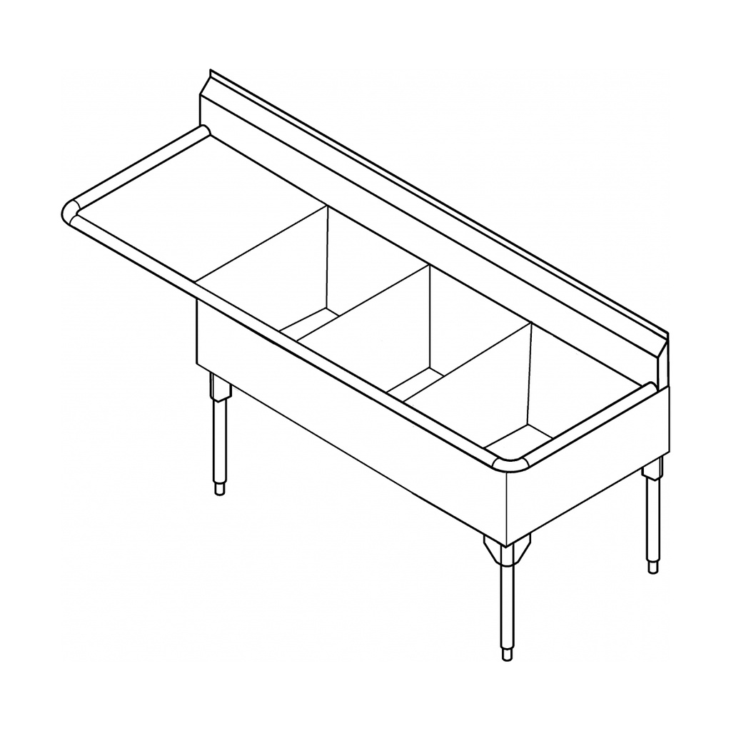 Franke STL2454R-1-2 Service Series 14 Gauge Triple Compartment