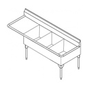 Franke STL2454R-1-2 Service Series 14 Gauge Triple Compartment