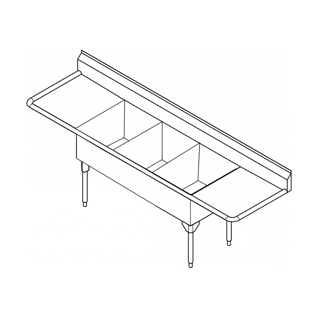 Franke STL2472LR-1-2 Service Series 14 Gauge Triple Compartment