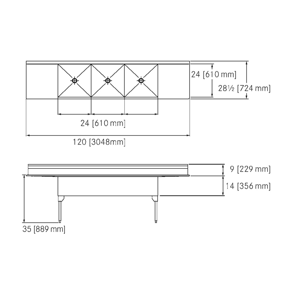 Franke STL2472LR-1-2 Service Series 14 Gauge Triple Compartment