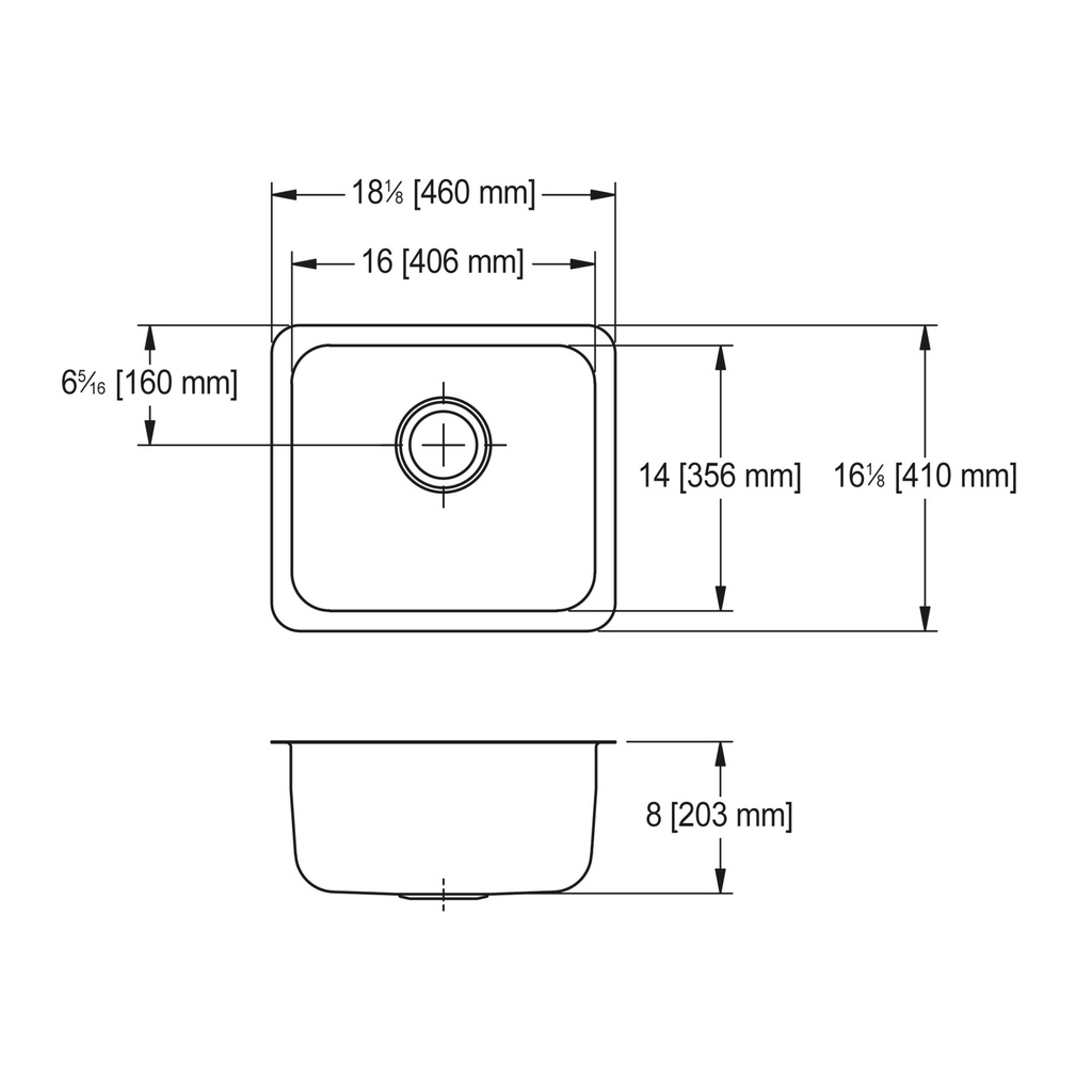 Franke UCS4608-316P-1 Single Undermount Sink 18Ga T316