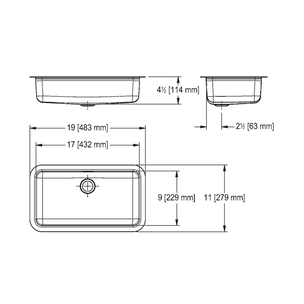 Franke WB1119U-5 Vanity Undermount 18 Gauge No Overflow Rectangular
