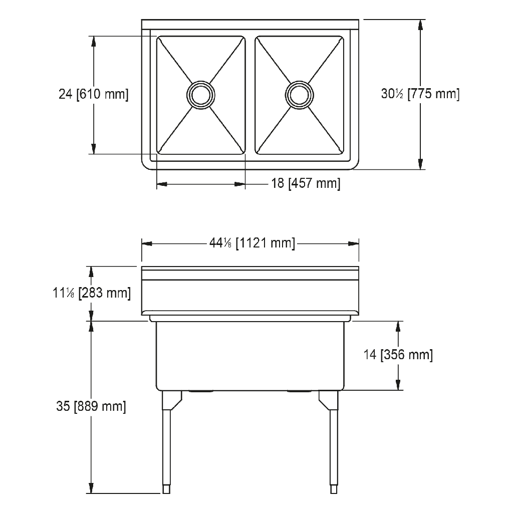 Franke WDL2436-1 World-Class Series 14 Gauge Double Compartment