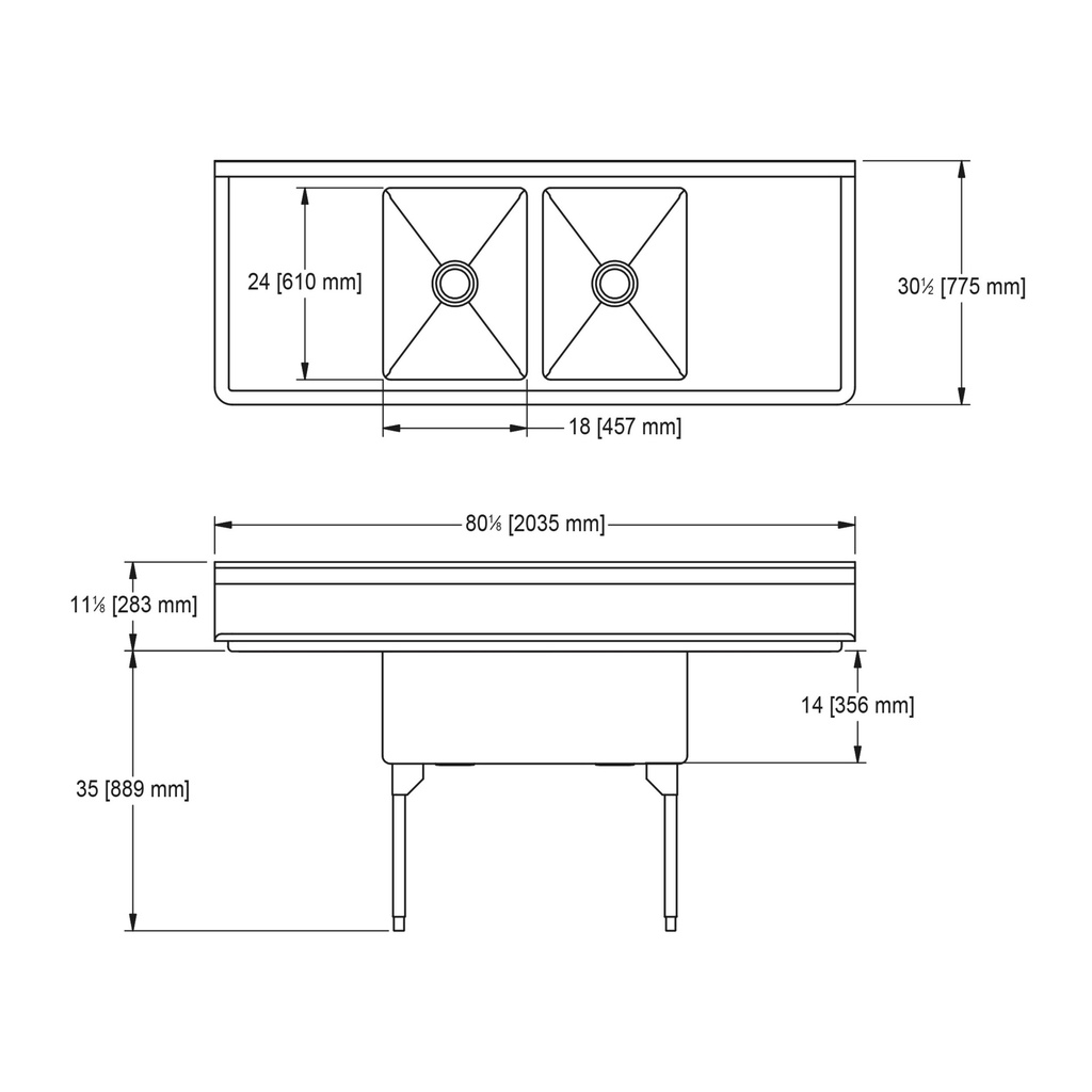 Franke WDL2436LR-1-2 World-Class Series 14 Gauge Double Compartment