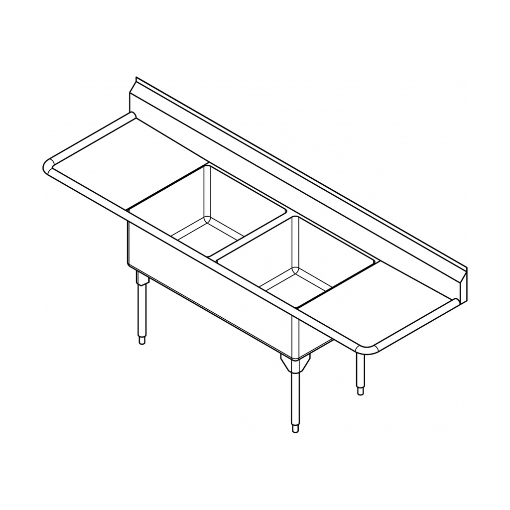 Franke WDL2436LR-1 World-Class Series 14 Gauge Double Compartment