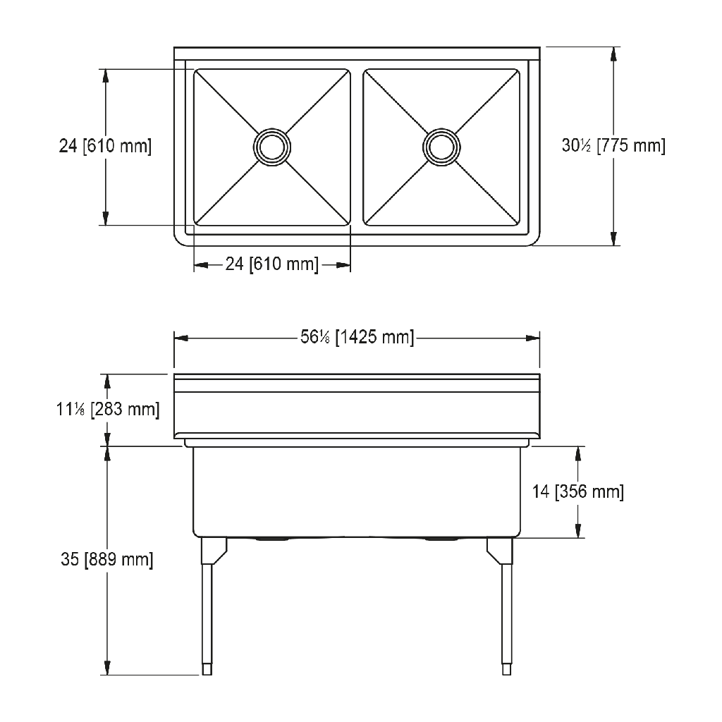 Franke WDL2448-1 World-Class Series 14 Gauge Double Compartment