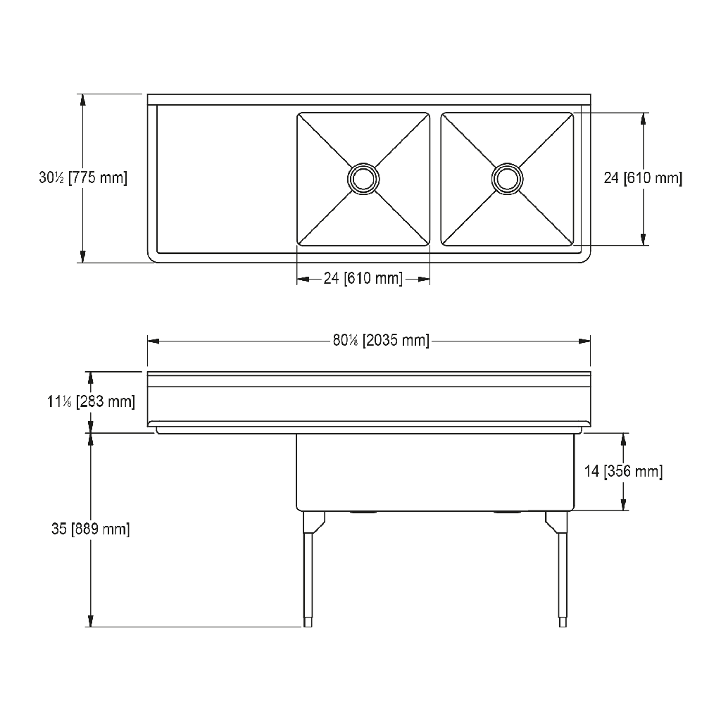 Franke WDL2448L-1-2 World-Class Series 14 Gauge Double Compartment