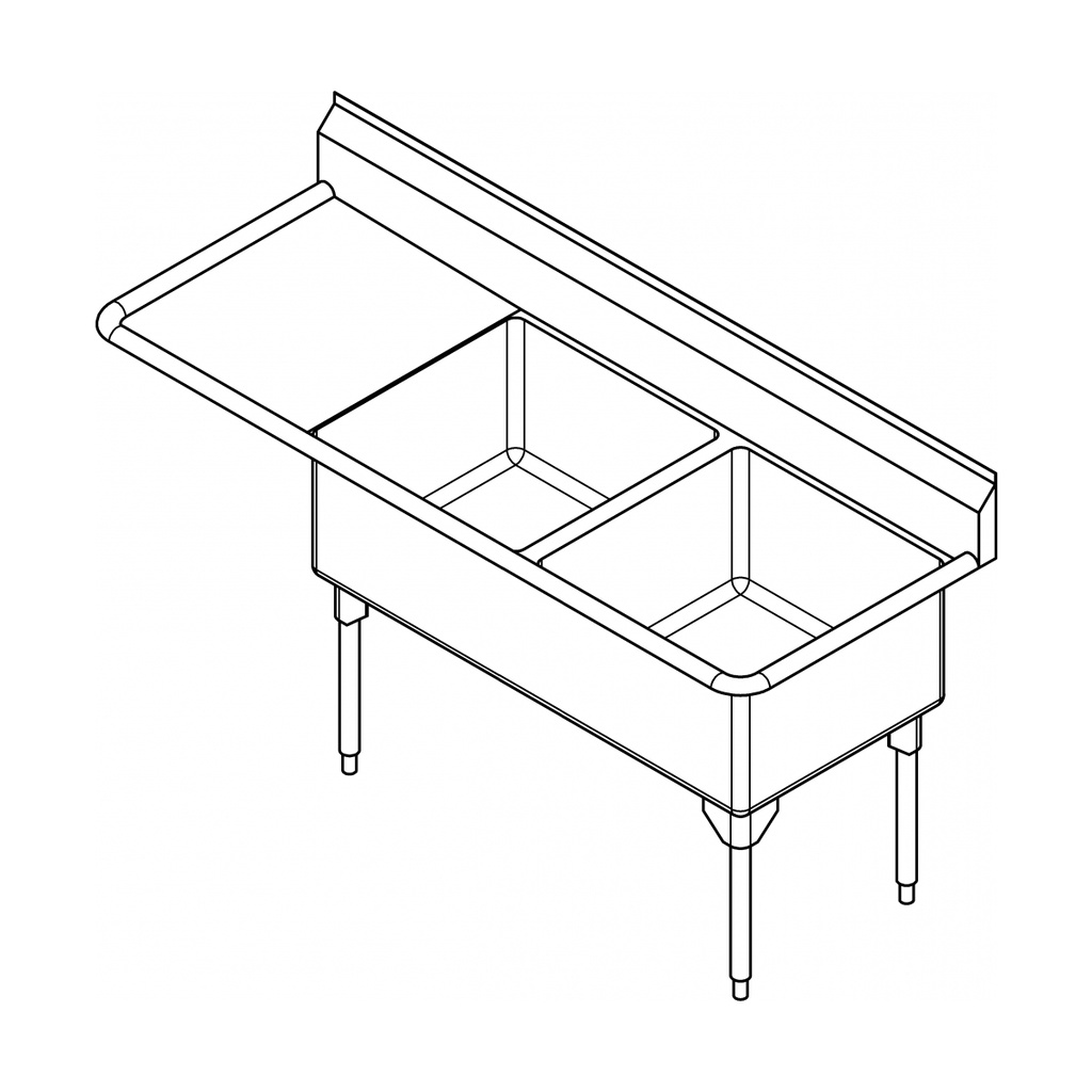 Franke WDL2448R-1 World-Class Series 14 Gauge Double Compartment