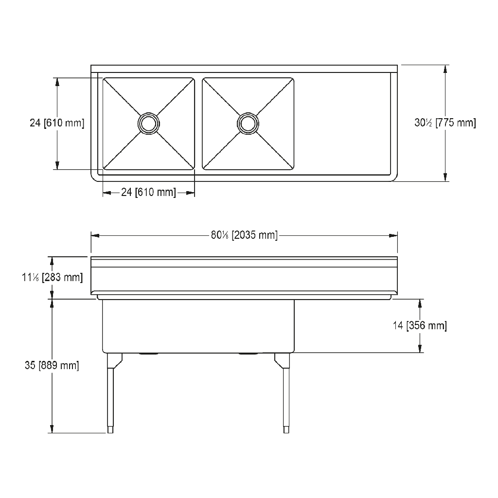 Franke WDL2448R-1 World-Class Series 14 Gauge Double Compartment