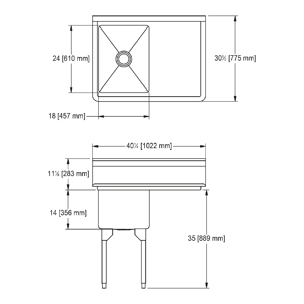 Franke WSL2418R-1-2 World-Class Series 14 Gauge Single Compartment