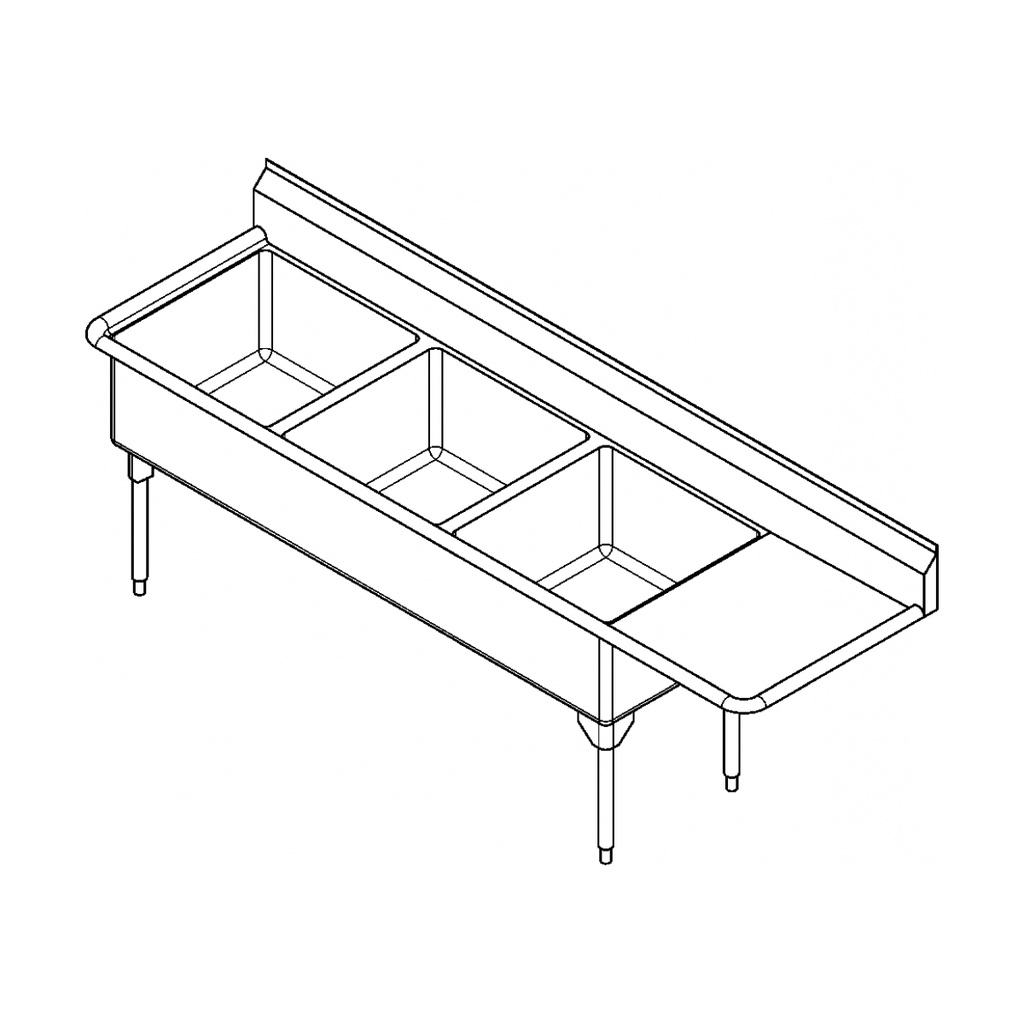 Franke WTL2454L-1 World-Class Series 14 Gauge Triple Compartment