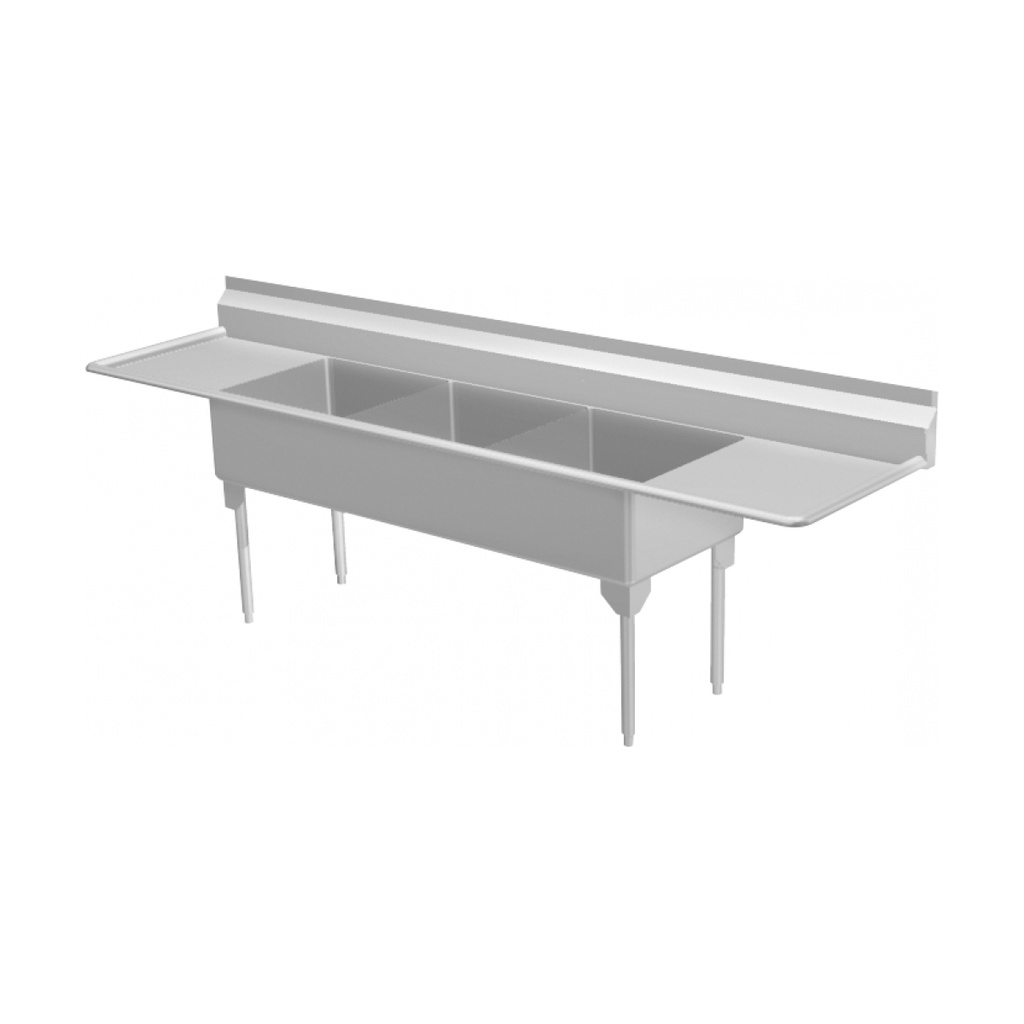 Franke WTL2454LR-1-2 World-Class Series 14 Gauge Triple Compartment