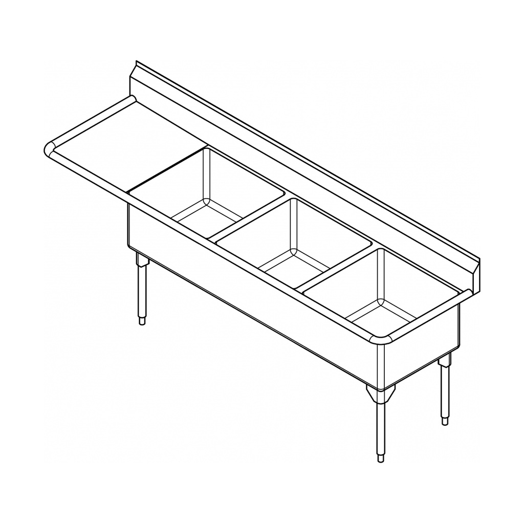 Franke WTL2472R-1-2 World-Class Series 14 Gauge Triple Compartment