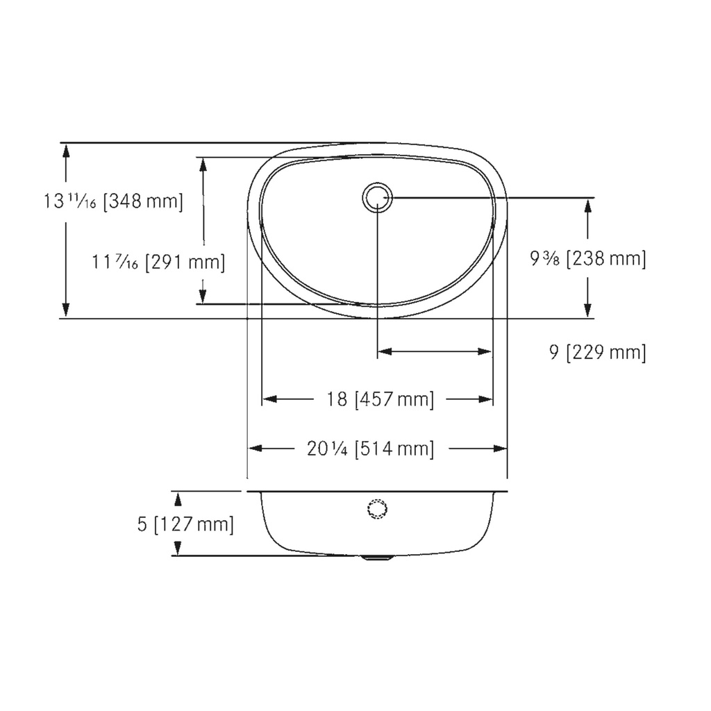 Franke OV1420U-5 Vanity Undermount 18 Gauge Overflow