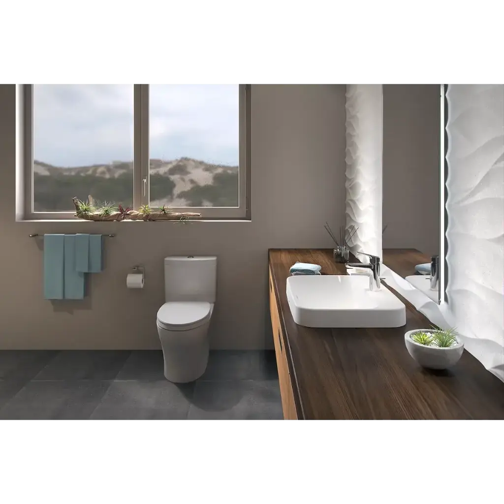 TOTO CST446CEMFGN#01 Aquia IV Two-Piece Elongated Dual Flush 1.28 and 0.9 GPF Toilet with CEFIONTECT Cotton White CST446CEMFGN#01