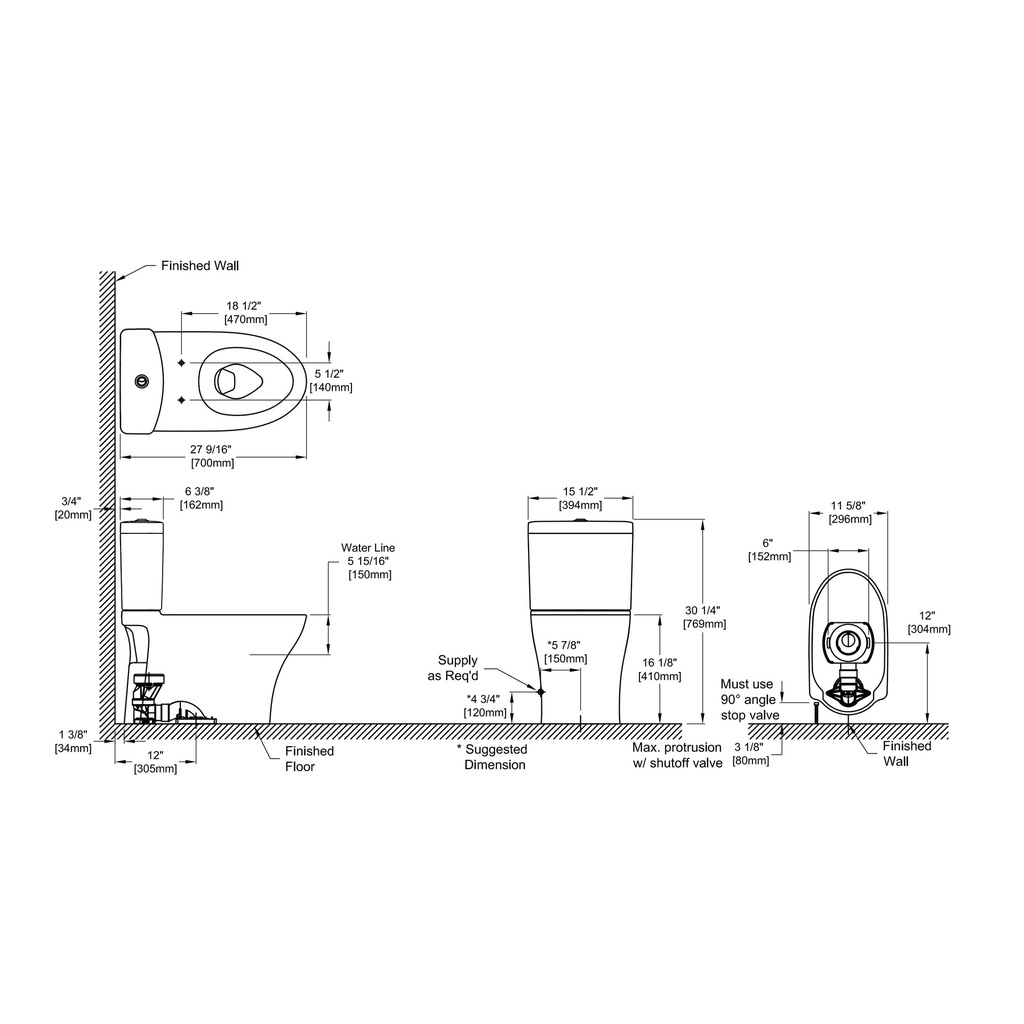 TOTO CST446CEMFGN#01 Aquia IV Two-Piece Elongated Dual Flush 1.28 and 0.9 GPF Toilet with CEFIONTECT Cotton White CST446CEMFGN#01