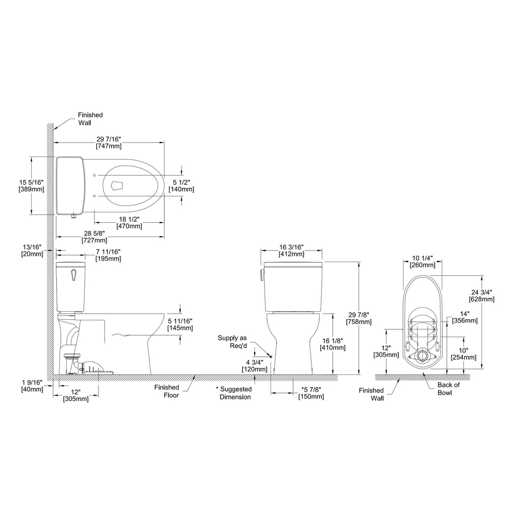 TOTO CST472CEFRG#01 Glaston 2PC Toilet Right Hand