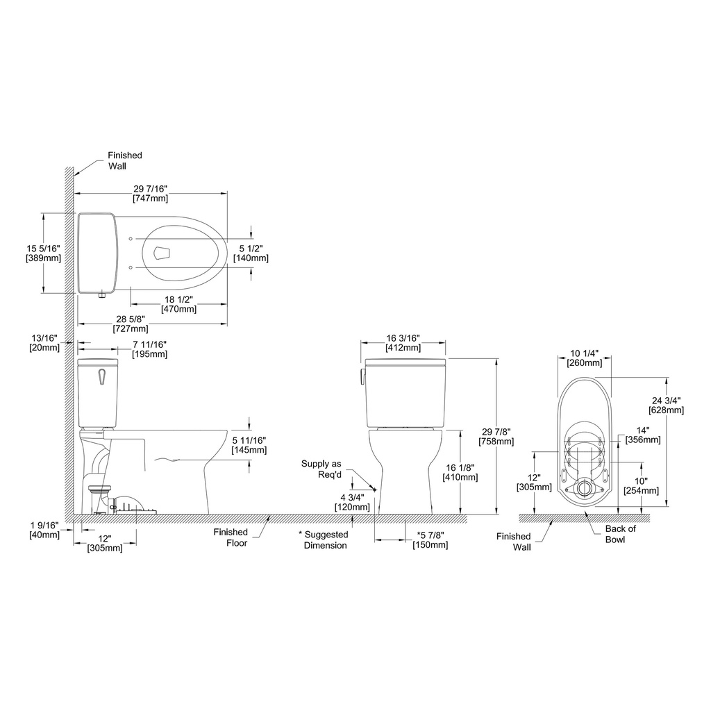 TOTO CST472CUFG#01 Glaston 1G 2PC Bowl & Tank Ct4