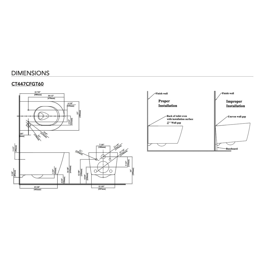 TOTO CWT4474047CMFGA#MS Rp Wall Hung Toilet Rx Wshl Af Wt173Ma Iwt Yt930#Ms Pushplate