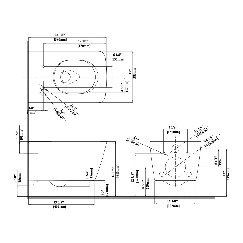 TOTO CWT4494049CMFGA#MS Sp Wall Hung Toilet Sx Wshl Af Wt173Ma Iwt Yt920#Ms Pushplate