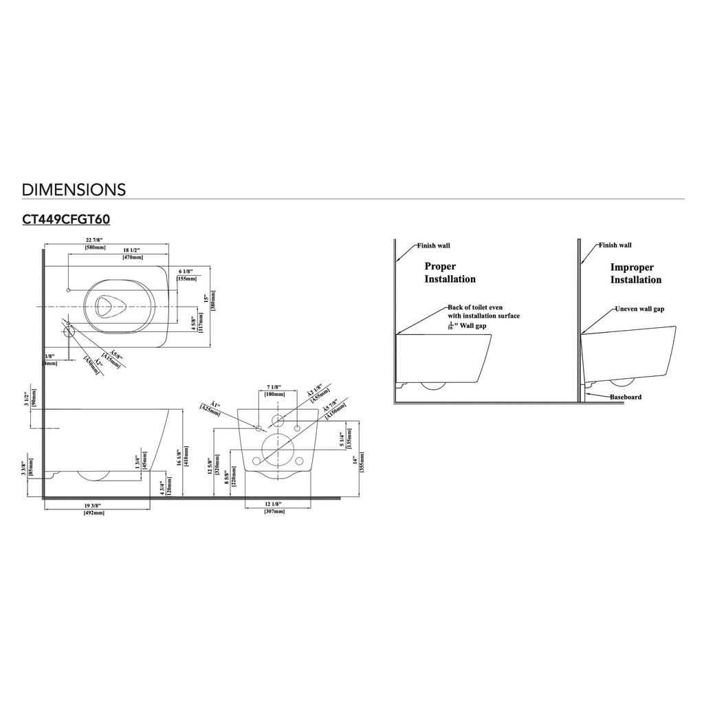 TOTO CWT4494549CMFGA#MS Sp Wall Hung Toilet Sw Wshl Af
