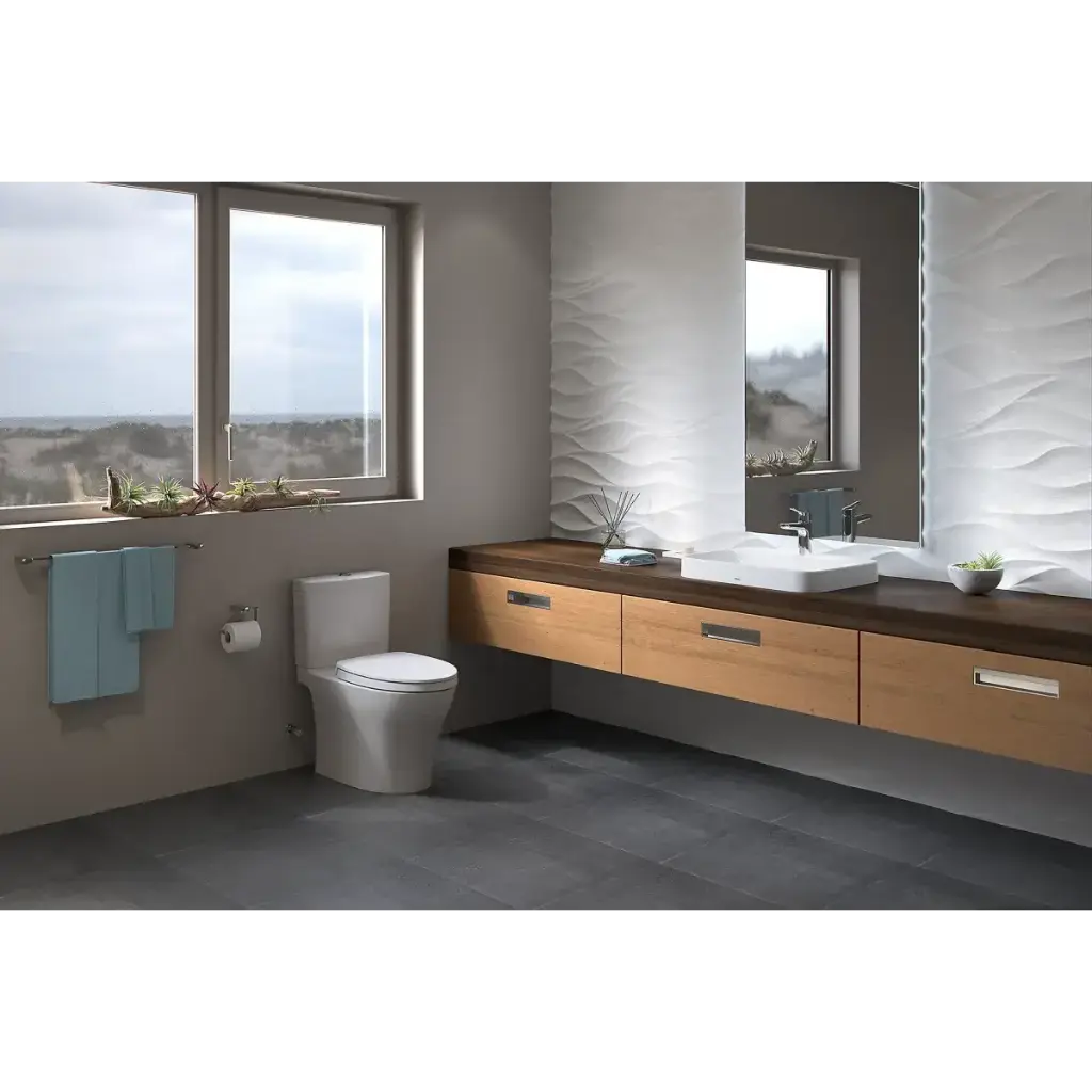 TOTO MS446124CEMFGN#01 Aquia IV Two-Piece Elongated Dual Flush 1.28 and 0.9 GPF Universal Height Toilet with CEFIONTECT WASHLET+ Ready Cotton White MS446124CEMFGN#01