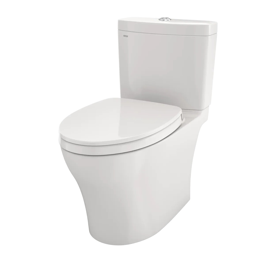 TOTO MS446124CEMFGN#11 Aquia IV Two-Piece Elongated Dual Flush 1.28 and 0.9 GPF Universal Height Toilet with CEFIONTECT WASHLET+ Ready Colonial White MS446124CEMFGN#11