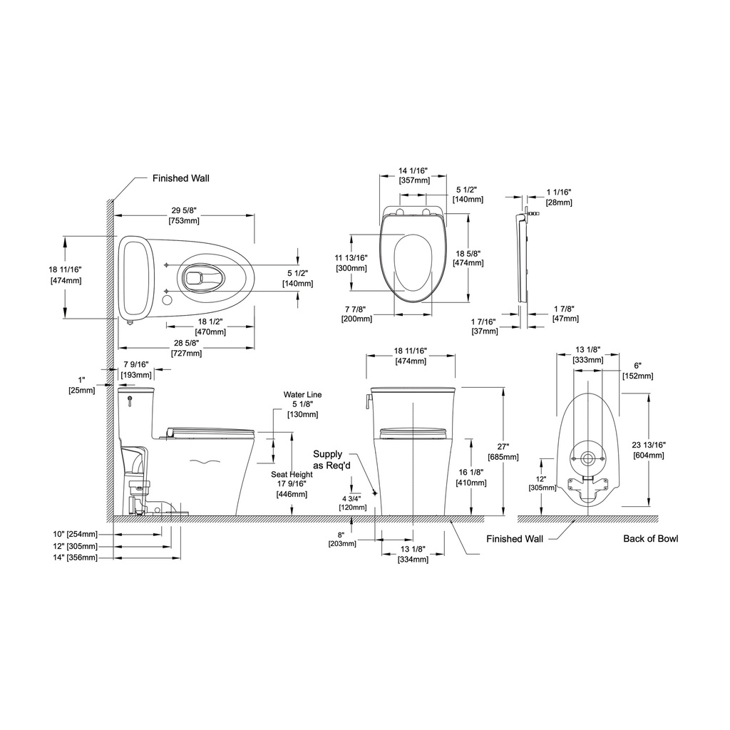 TOTO MS686234CUFG#01 Aurora 1G 1PC Toilet W/ Ss234