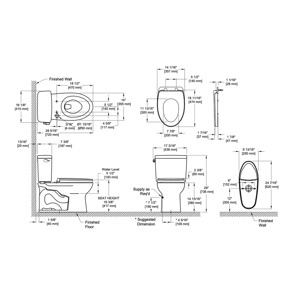 TOTO MS776124CEG#01 Drake 2Pc Toilet W/ Seat1.28Gpf Cefiontect Washlet +