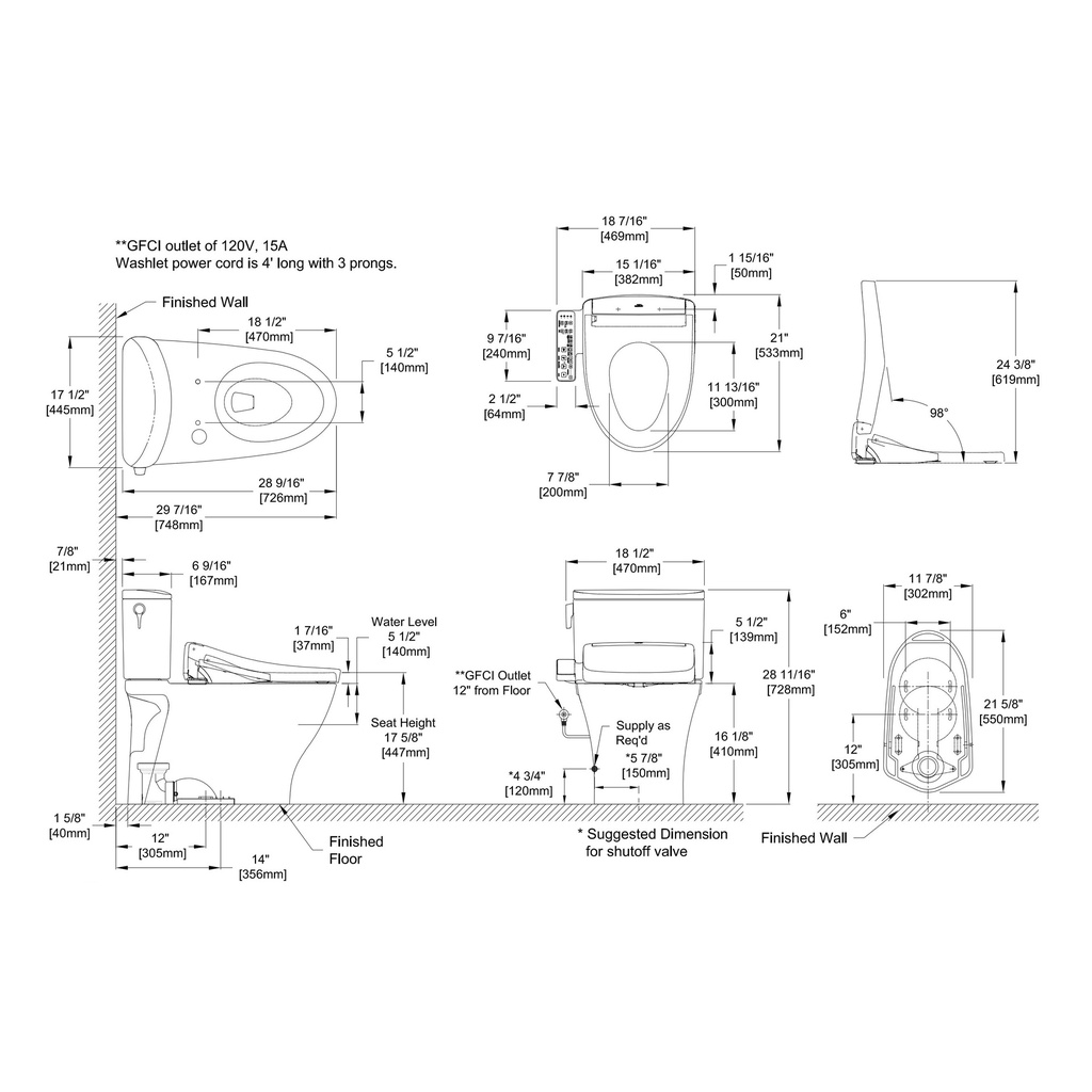 TOTO MW4423346CUFG#01 Nexus 1G 2PC W Washlet S2 1.