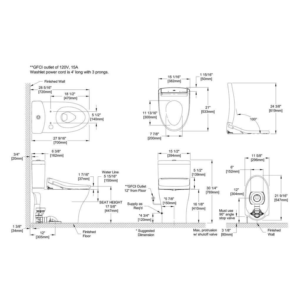 TOTO MW4463446CEMFGN#01 Aquia IV 2PC Uh W Washlet S5