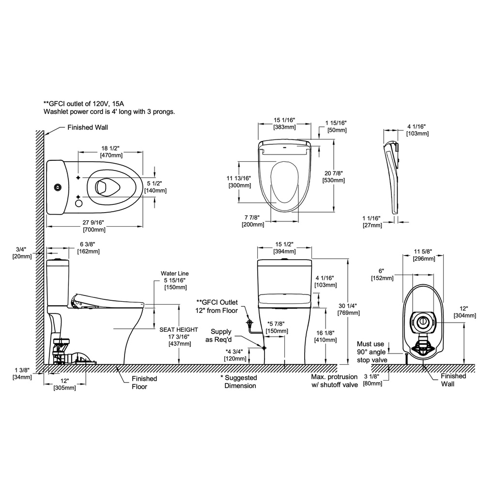 TOTO MW4464736CEMFGN#01 2Pc Aquia Iv Uh W/ Washlet+ S7A (0.9 & 1.28 Gpf)