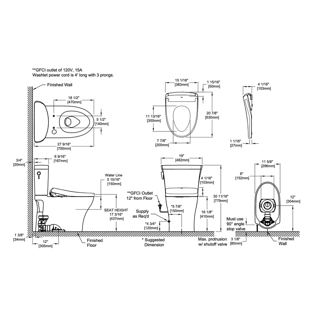 TOTO MW4484726CEMFGN#01 2Pc Aquia Iv Arc W/ Washlet+ S7 (0.9 & 1.28 Gpf)