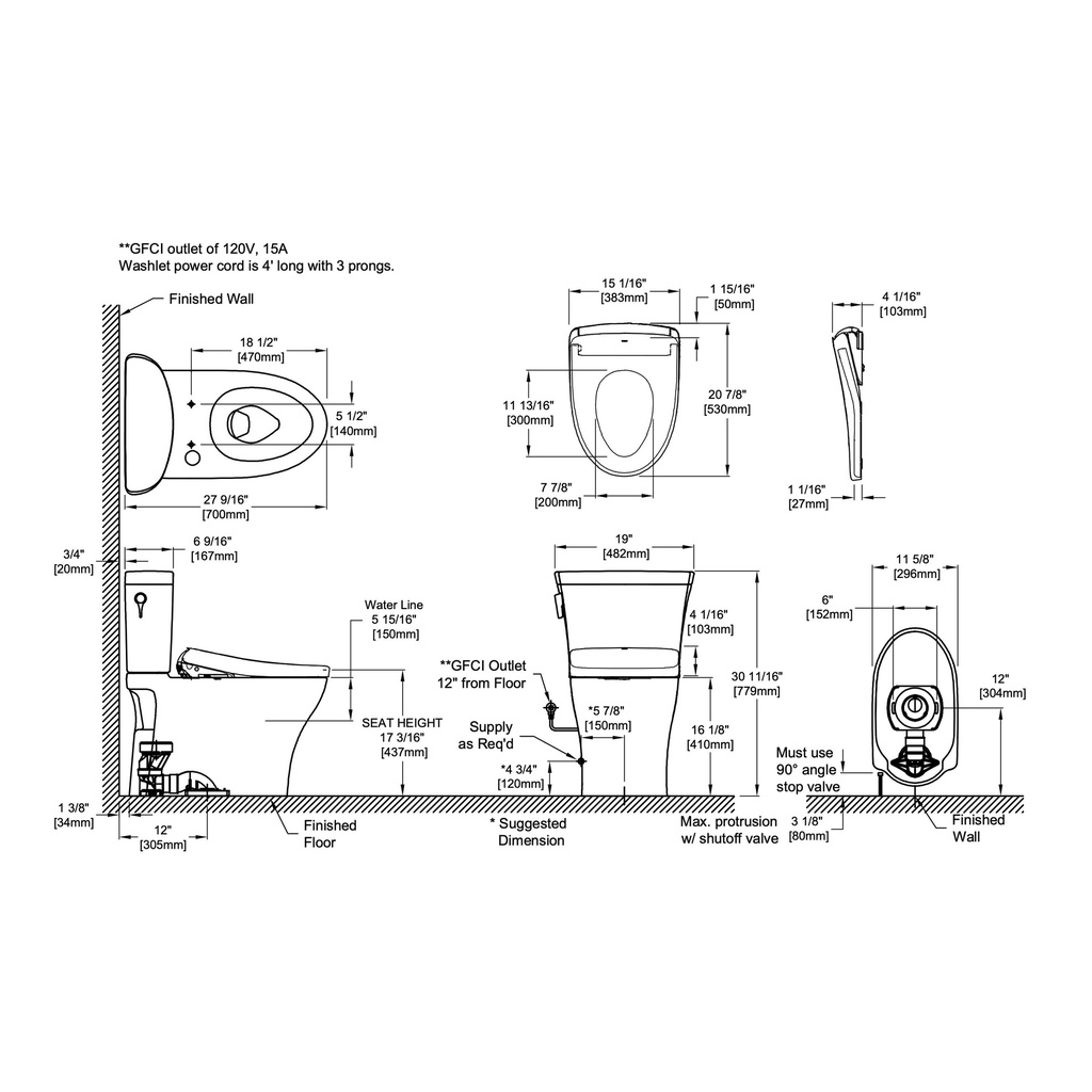 TOTO MW4484736CEMFGN#01 2Pc Aquia Iv Arc W/ Washlet+ S7A (0.9 & 1.28 Gpf)