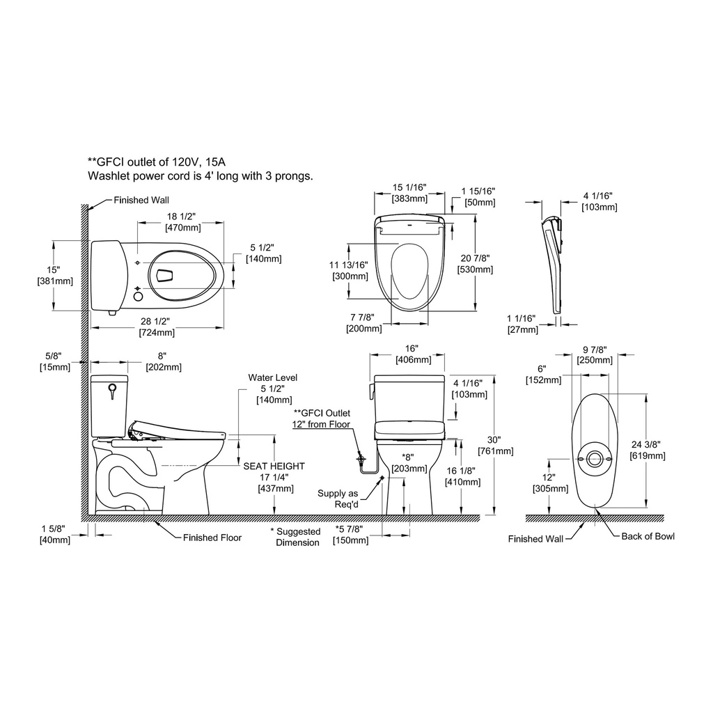 TOTO MW4544726CUFGA#01 Drake Ii 1G W/ Washlet+ S7 & Autoflush (1.0 Gpf)
