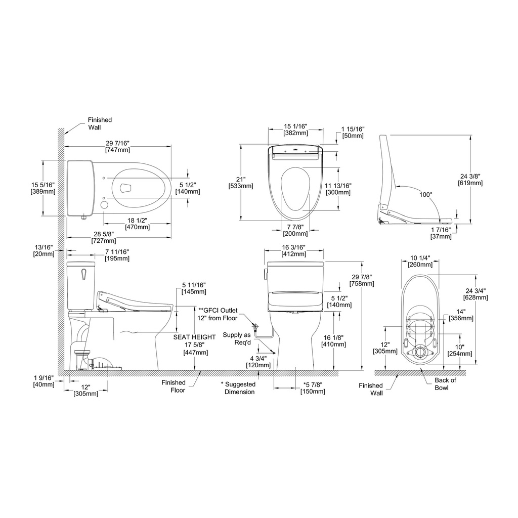 TOTO MW4724726CUFGA#01 2Pc Glaston 1G W Washlet S7 &
