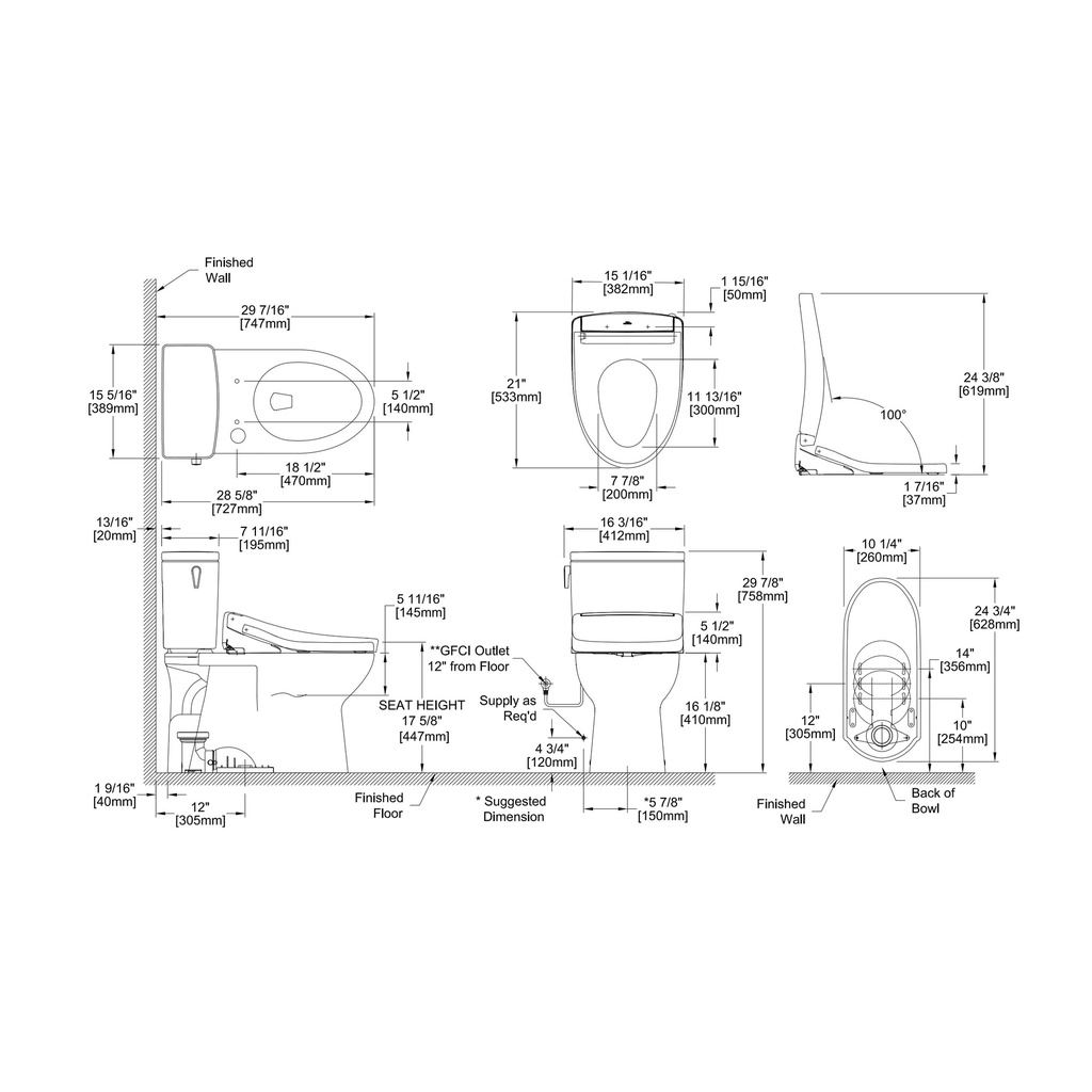 TOTO MW4724736CUFGA#01 2Pc Glaston 1G W Washlet S7A &