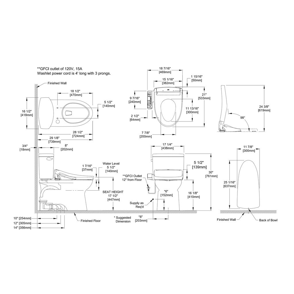 TOTO MW4743346CEFG#01 Vespin II W Washlet S2 1.28G