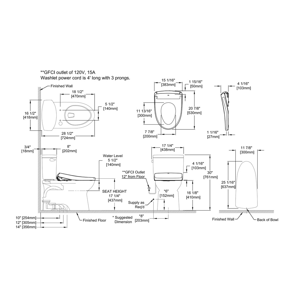 TOTO MW4744736CEFGA#01 Vespin Ii W/ Washlet+ S7A & Autoflush (1.28 Gpf)