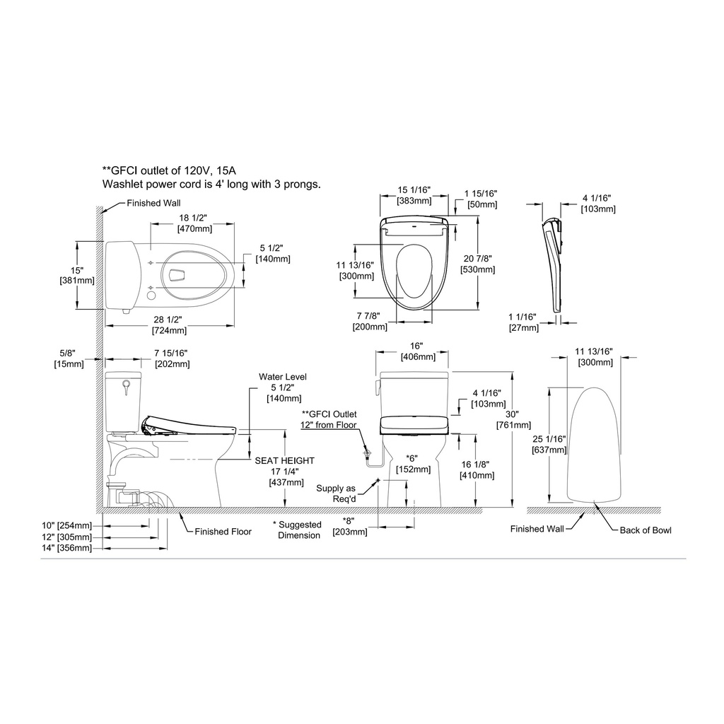 TOTO MW4744736CUFGA#01 Vespin Ii 1G W/ Washlet+ S7A &Autoflush (1.0 Gpf)