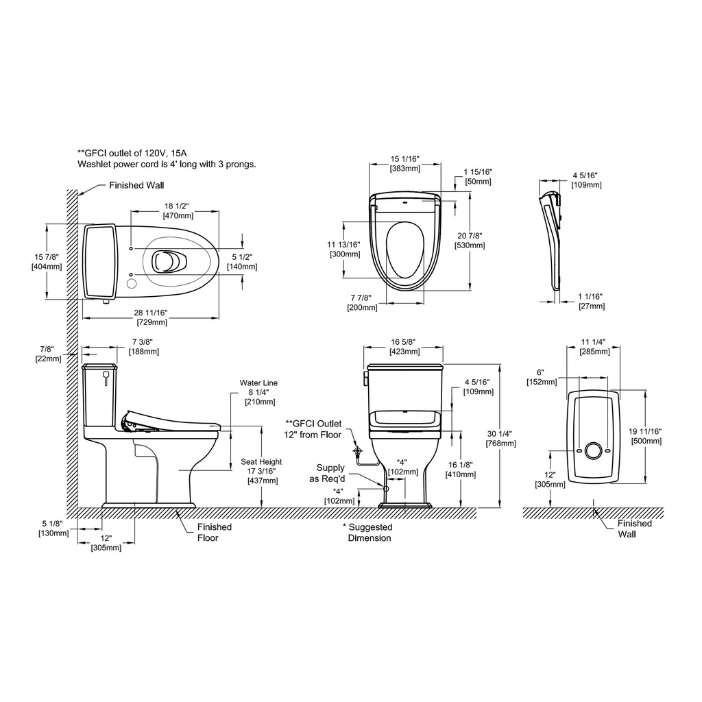 TOTO MW4944724CEMFG#01 Connelly W/ Washlet+ S7 (0.9 &1.28 Gpf)