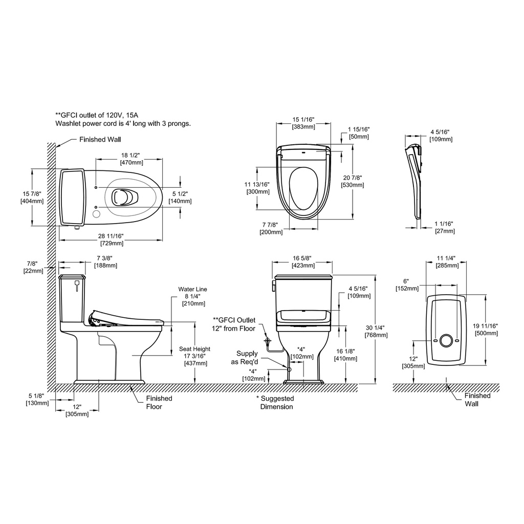 TOTO MW4944734CEMFG#01 Connelly W/ Washlet+ S7A (0.9& 1.28 Gpf)