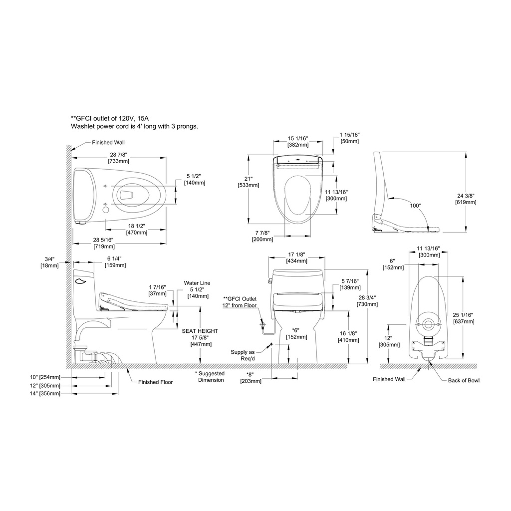 TOTO MW6143446CEFG#01 Carlyle II W Washlet S5 1.28