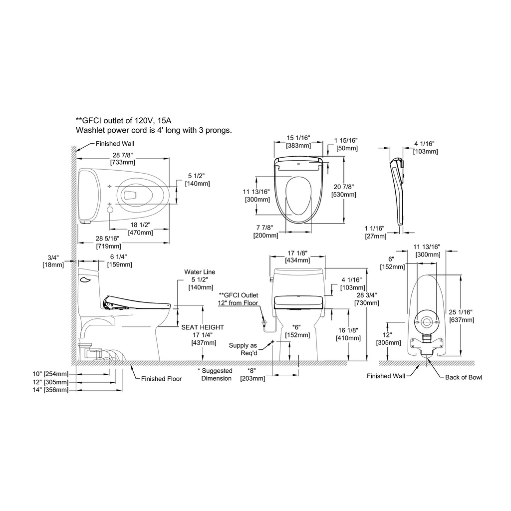 TOTO MW6144726CEFG#01 Carlyle Ii W/ Washlet+ S7 (1.28 Gpf)