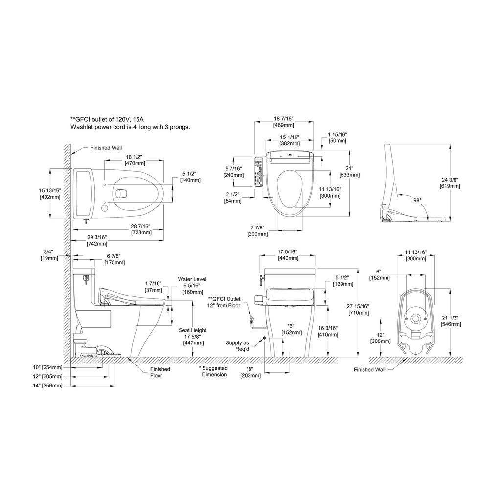 TOTO MW6263346CEFG#01 Aimes W Washlet S2 1.28GPF
