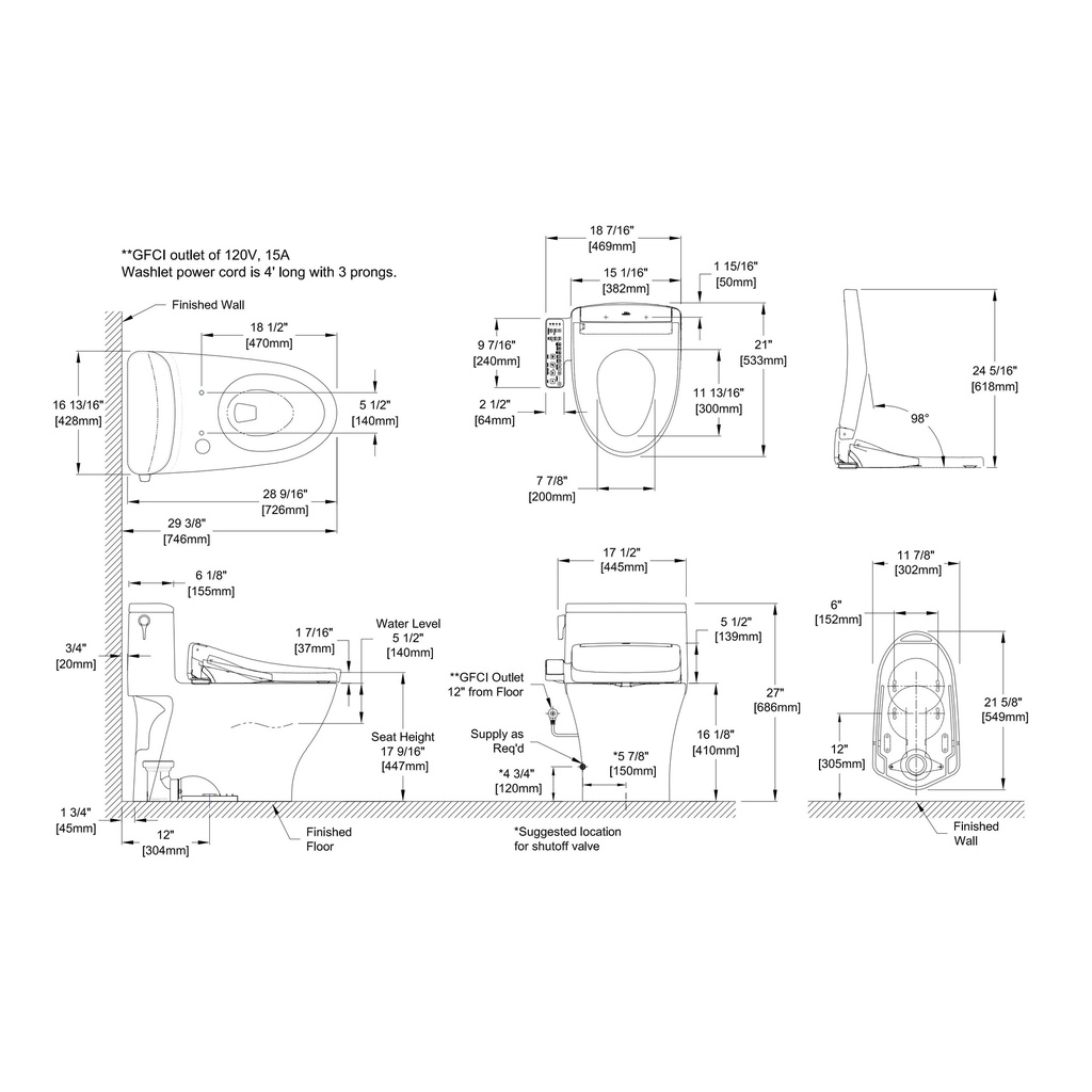 TOTO MW6423346CUFG#01 Nexus 1G W Washlet S2 1.0GPF