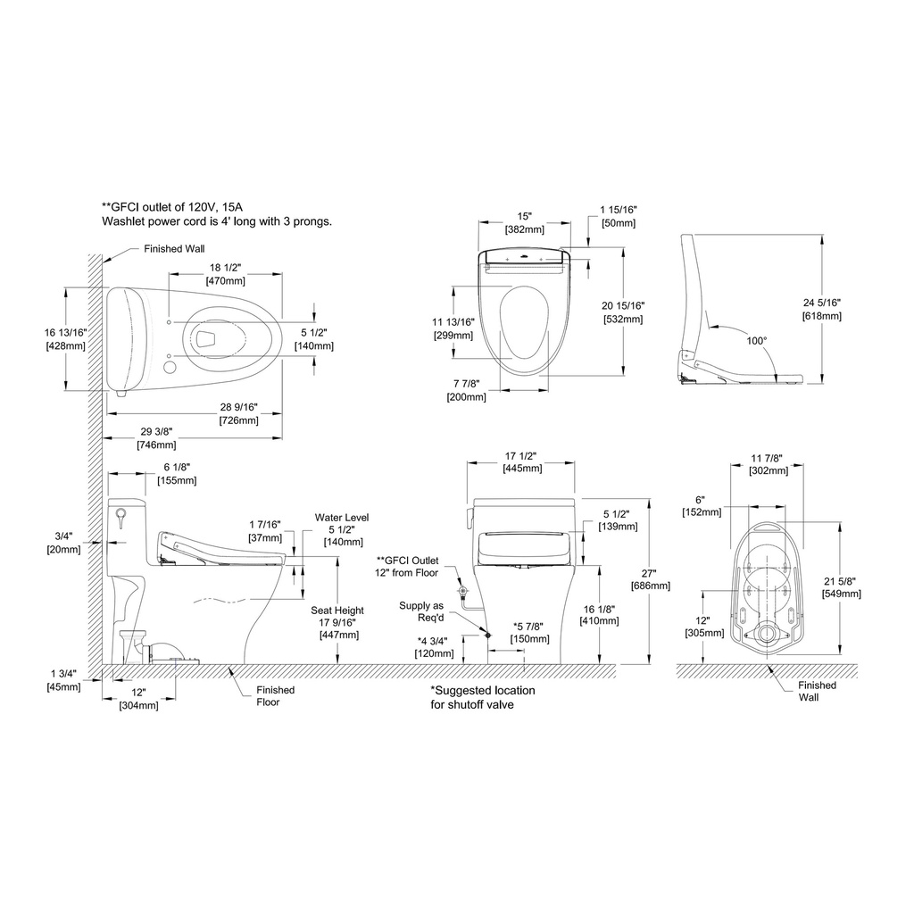 TOTO MW6423446CEFG#01 Nexus W Washlet S5 1.28GPF