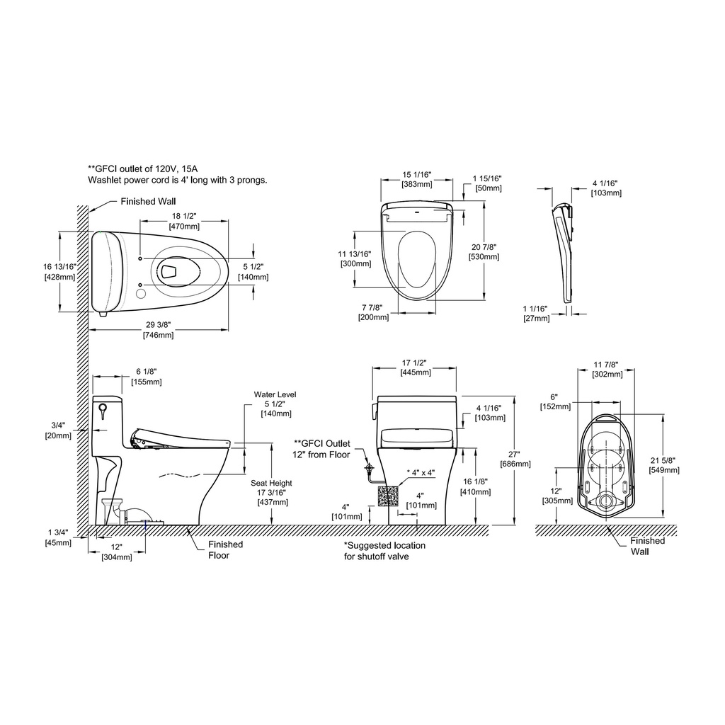 TOTO MW6424726CEFG#01 1Pc Nexus W/ Washlet+ S7 (1.28Gpf)