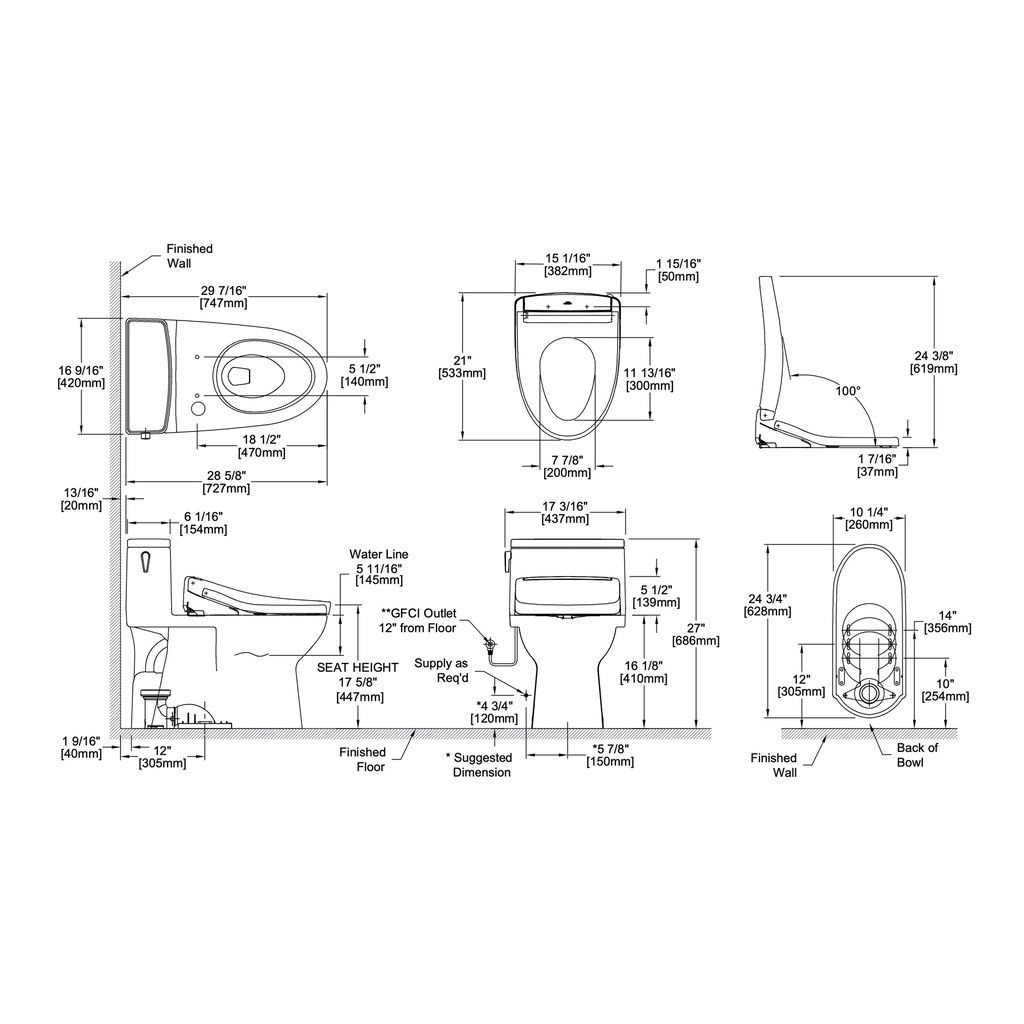 TOTO MW6723346CUFG#01 1PC Redington 1G W Washlet S2